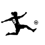 Fußballerin mit Rückennumer 9 schießt Ball